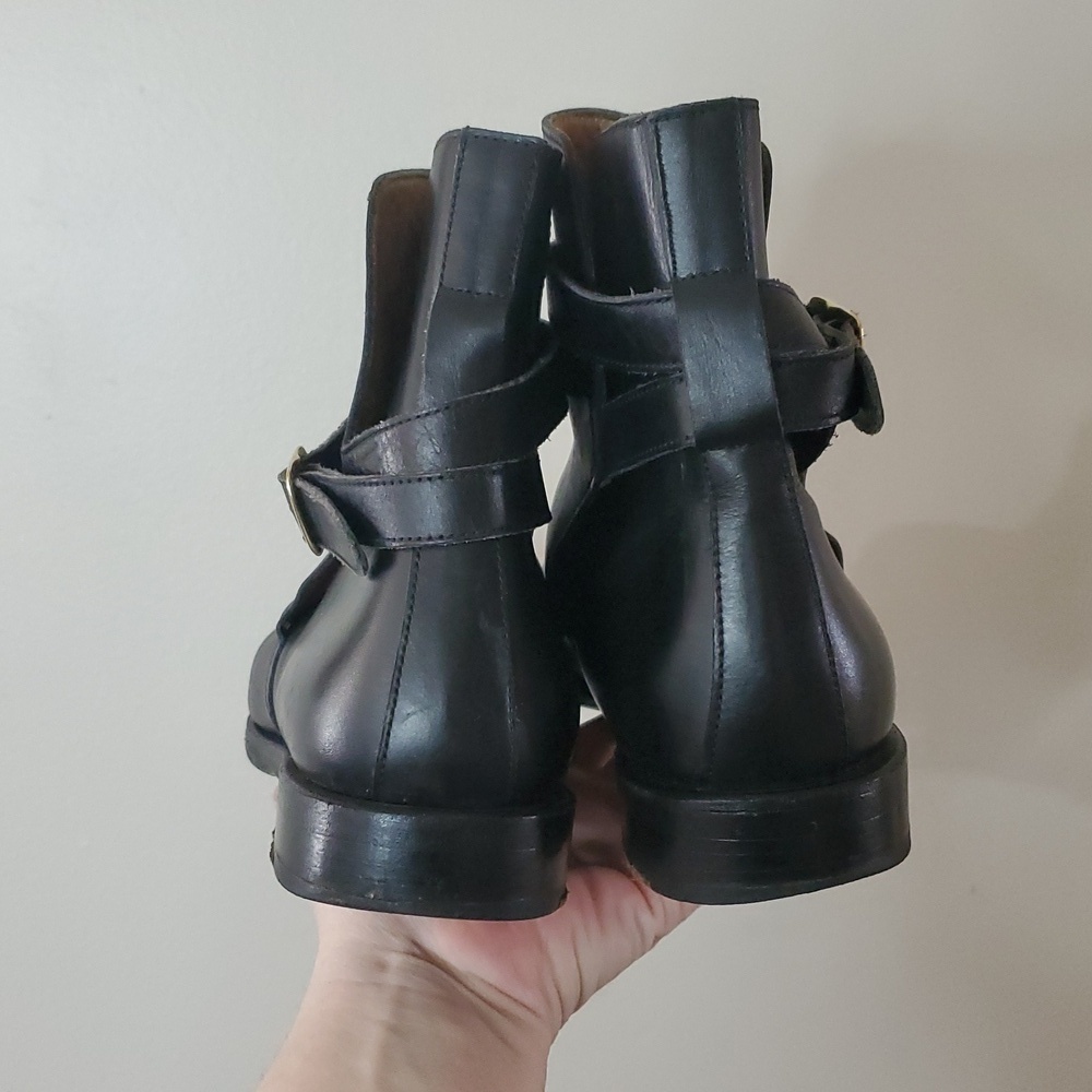 Ypson's Womens Boots Size 39.5 JODHPUR Black Leather Buckle Strap Goodyear Welt - Picture 5 of 13